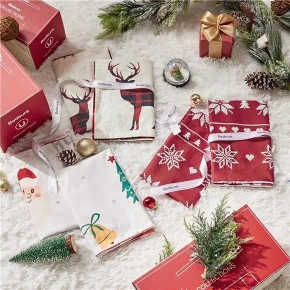 Christmas Duvet Cover King Reversible Snowflake Printed Red White NWT - Picture 4 of 5